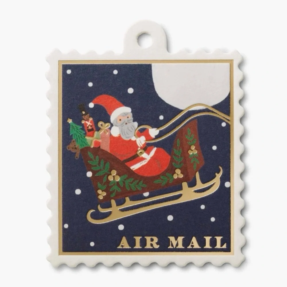 Rifle Paper Co. Navy, Red & Gold Santa Sleigh Gift Tags NIP